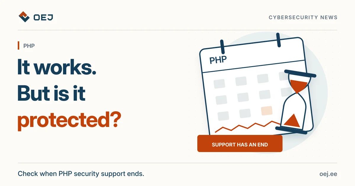 A PHP calendar and hourglass represent the end of security support. It works. But is it protected?