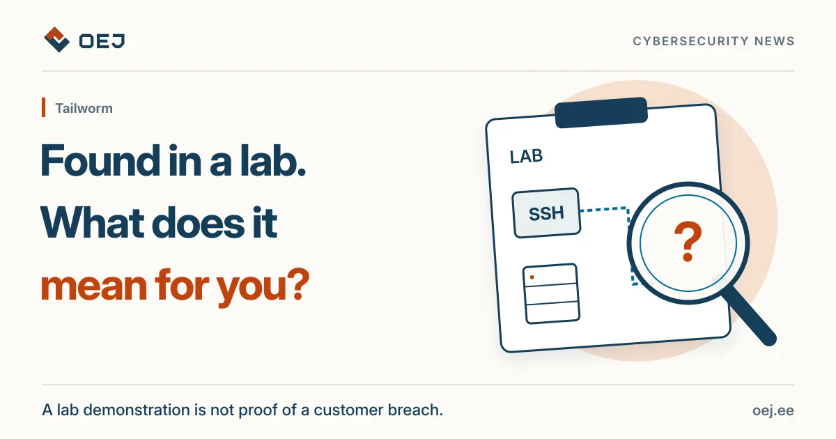 A magnifier examines a laboratory diagram with an SSH connection and servers. Research findings are not proof of a customer breach.